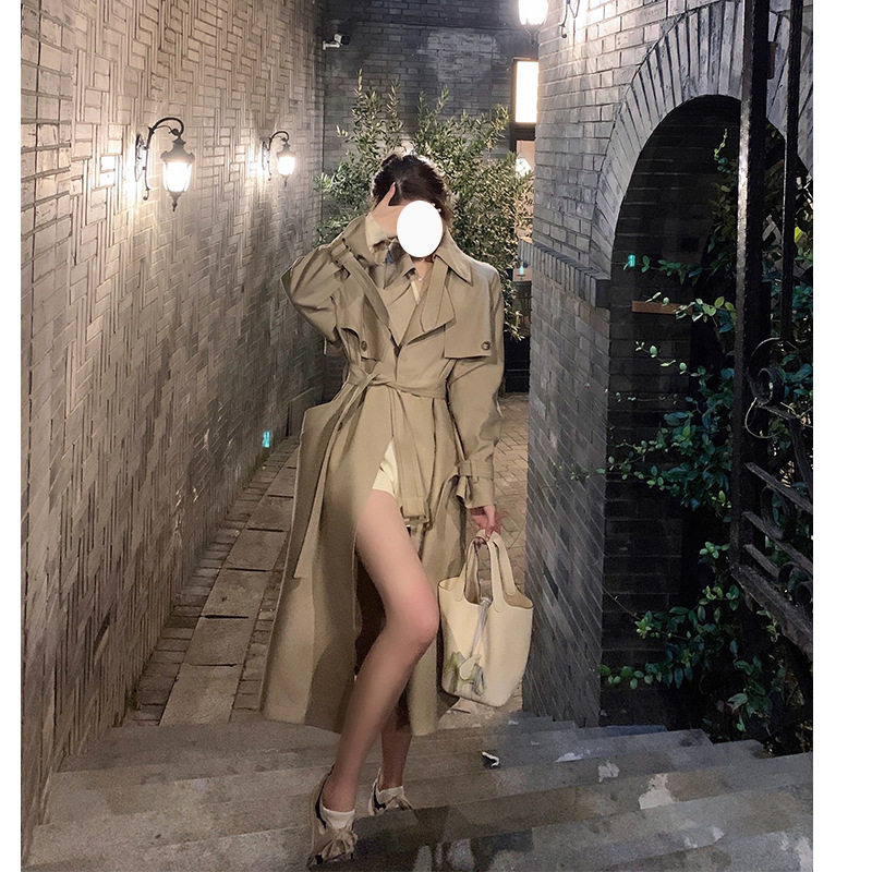 卡其色大风衣外套中长款英伦休闲显瘦收腰气质名媛轻奢高端设计感