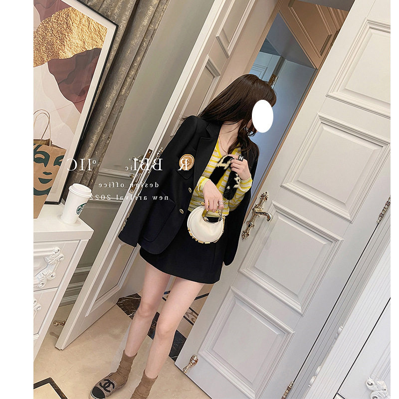 欧美秋冬新款复古休闲炸街chic西装气质名媛小众设计高级感外套女