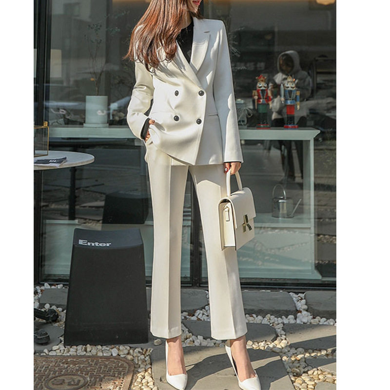 法式秋冬复古休闲炸街chic西装气质名媛小众设计高级感长裤外套女