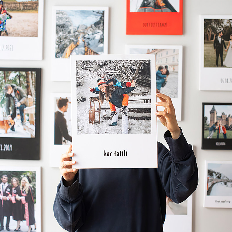 黑色留白复古拍立得留白照片放大帆布面无框装裱 30x40cmpola