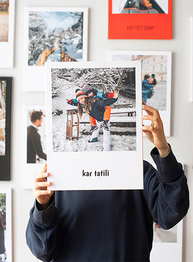 黑色留白复古拍立得留白照片放大帆布面无框装裱 30x40cmPOLA