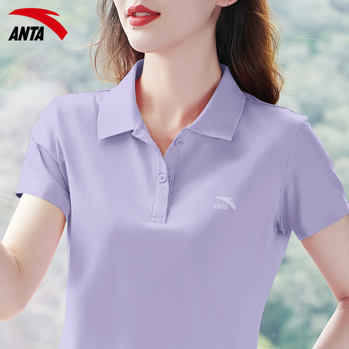 安踏短袖t恤女冰丝速干polo衫