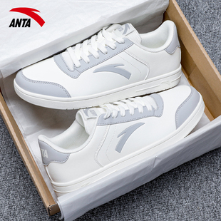 夏季 潮流板鞋 2026新款 学生皮面休闲平板鞋 子 安踏男鞋 运动鞋 小白鞋