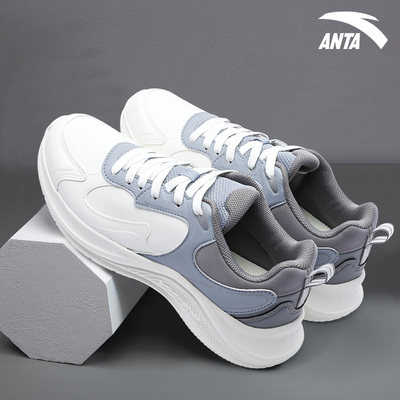 安踏运动鞋男皮面透气百搭