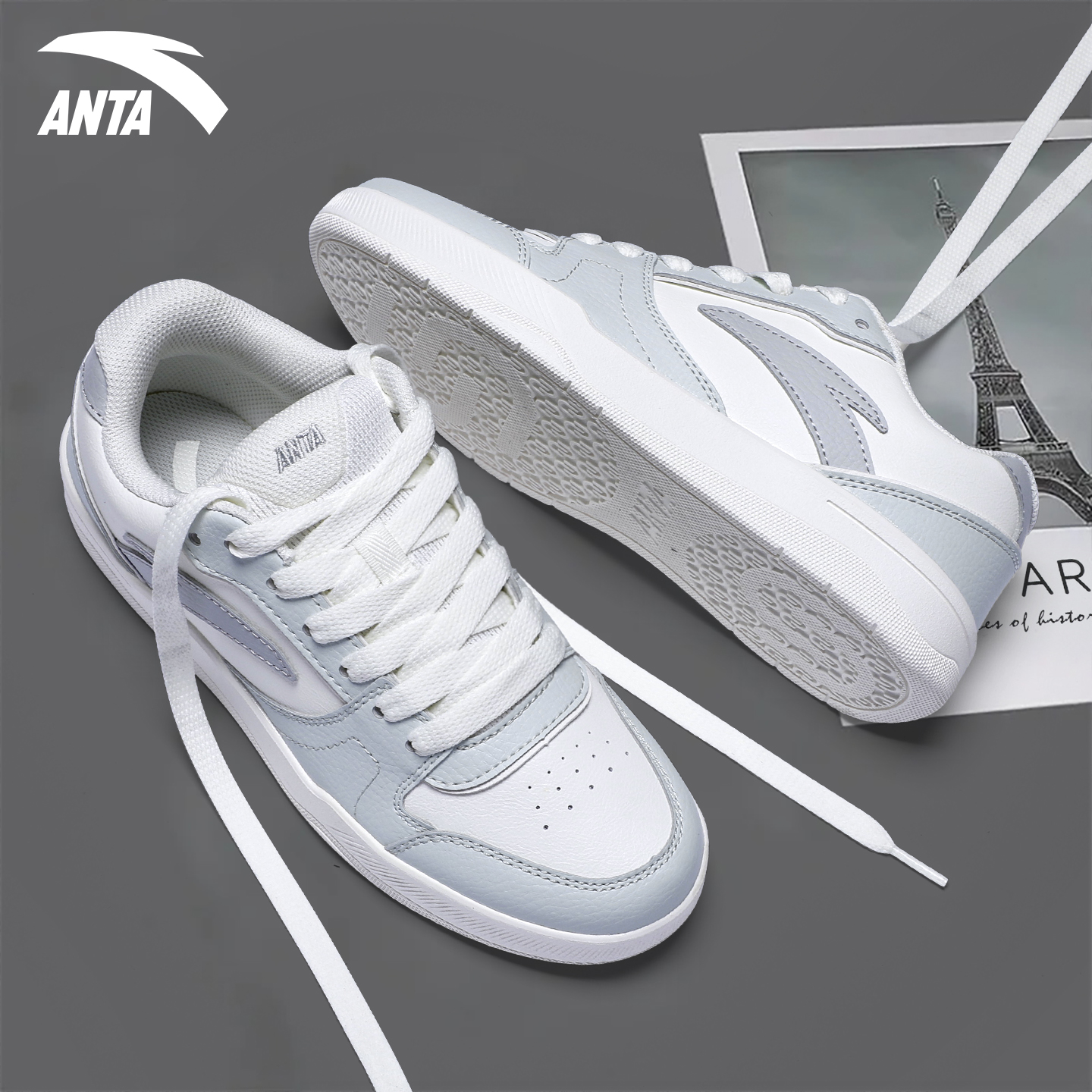 安踏女鞋复古休闲板鞋