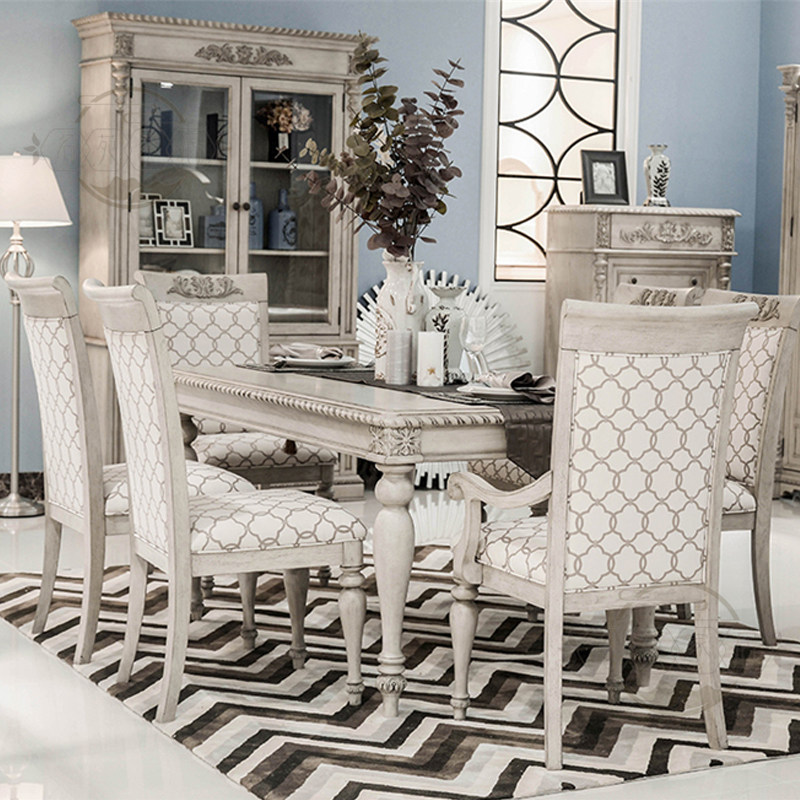 美式乡村实木餐桌椅做旧轻奢简约复古时尚网红现代小户型客厅定制