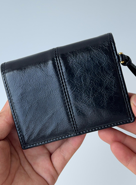 【皮先生专属】女士短款钱包钱夹两折卡包老普同款进口油腊牛皮
