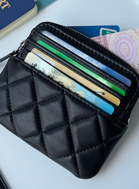 皮先生 可可小姐羊皮鱼子酱牛皮多卡位零钱包卡包女士高级轻薄款