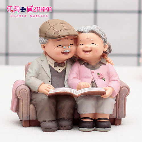 创意新中式玄关老人乔迁新居摆件