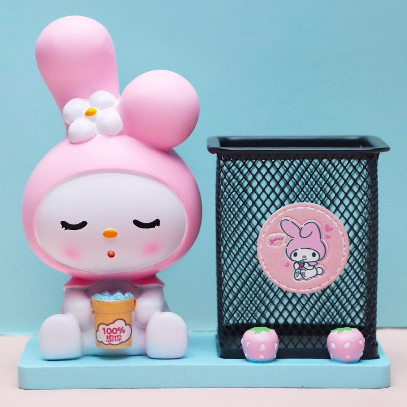 卡通美乐蒂兔子笔筒可爱女生桌面化妆刷收纳桶摆件学生日礼物实用