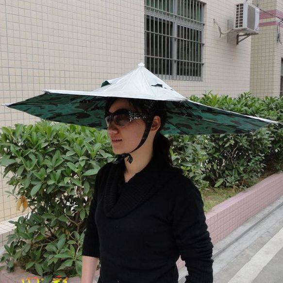 户外钓鱼帽二节折叠伞帽采茶农活防晒防紫外线遮阳帽伞头戴式伞帽