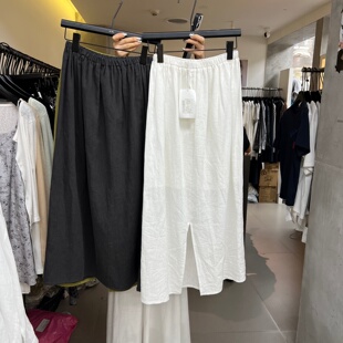 HXL65205麻料半身裙女中长款