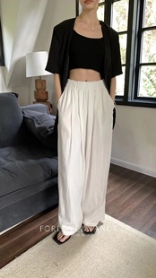 FN爱与南希裤子女2023春夏新款高腰百搭宽松休闲裤长裤阔腿裤1035