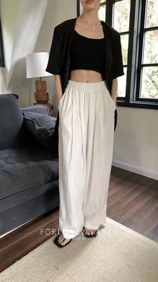 FN高腰百搭休闲裤长裤显瘦阔腿裤