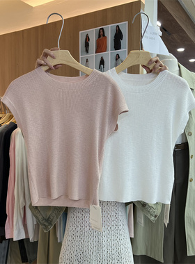 EVER TRUE2024春夏新款简约气质百搭显瘦针织衫女短袖上衣15708