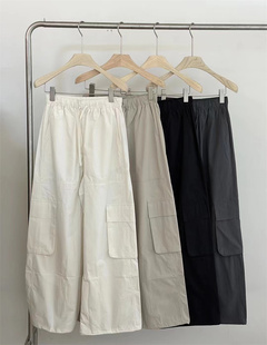 FN爱与南希2025秋季新款松紧高腰口袋抽绳阔腿裤工装休闲长裤0676