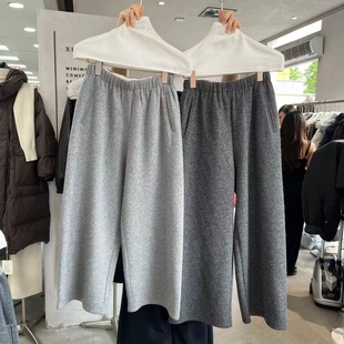 长裤 XHM2025冬季 休闲裤 宽松百搭小个子显瘦加绒羊毛裤 女7727 新款