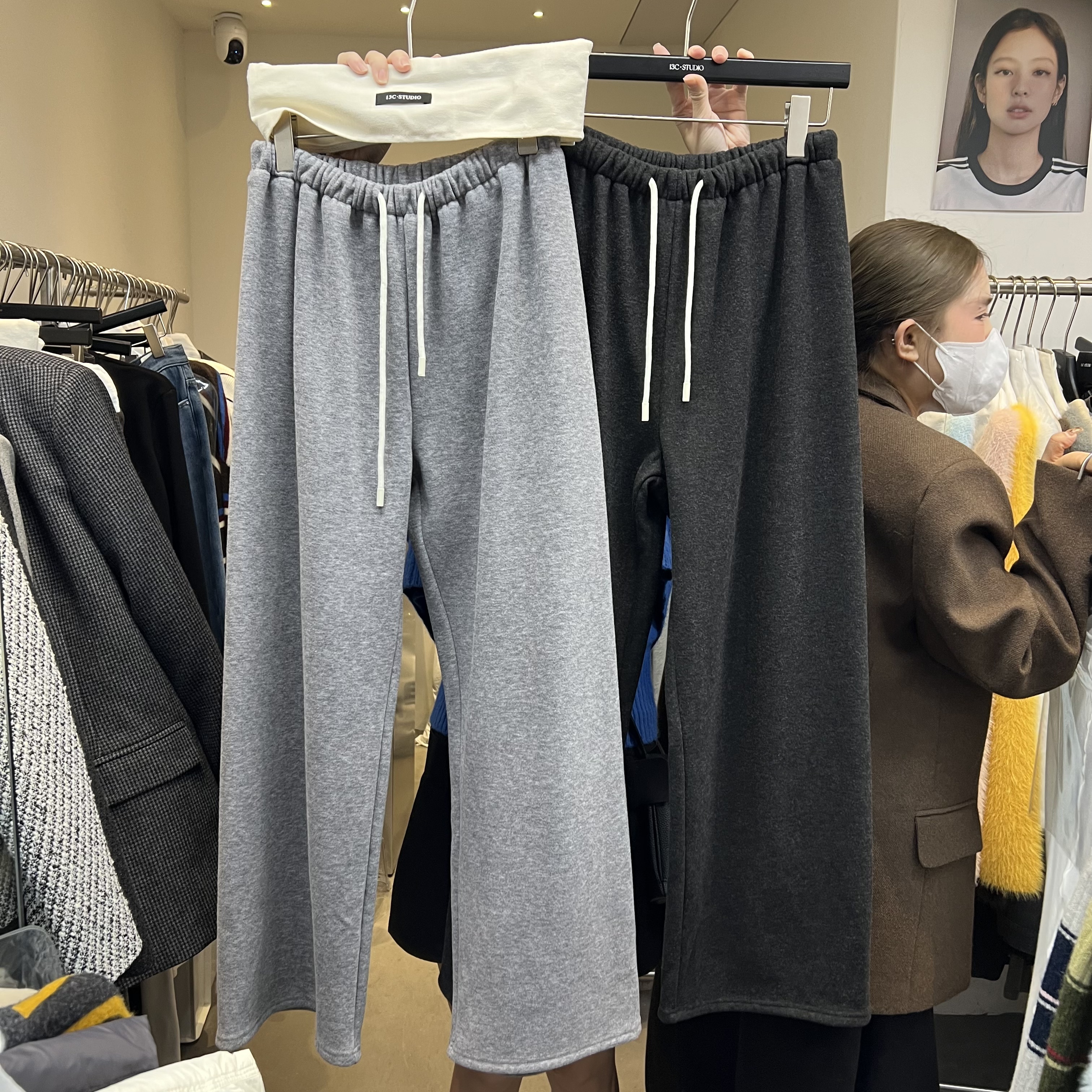 十三行13C2025冬季百搭显瘦显高小个子加绒糯米裤休闲裤长裤5565