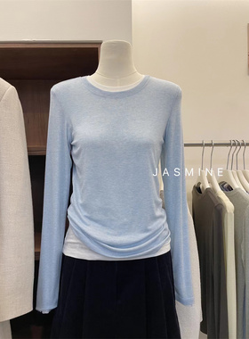 JASMINE2025春季新款简约纯色圆领天丝羊毛内搭打底衫T恤上衣2321