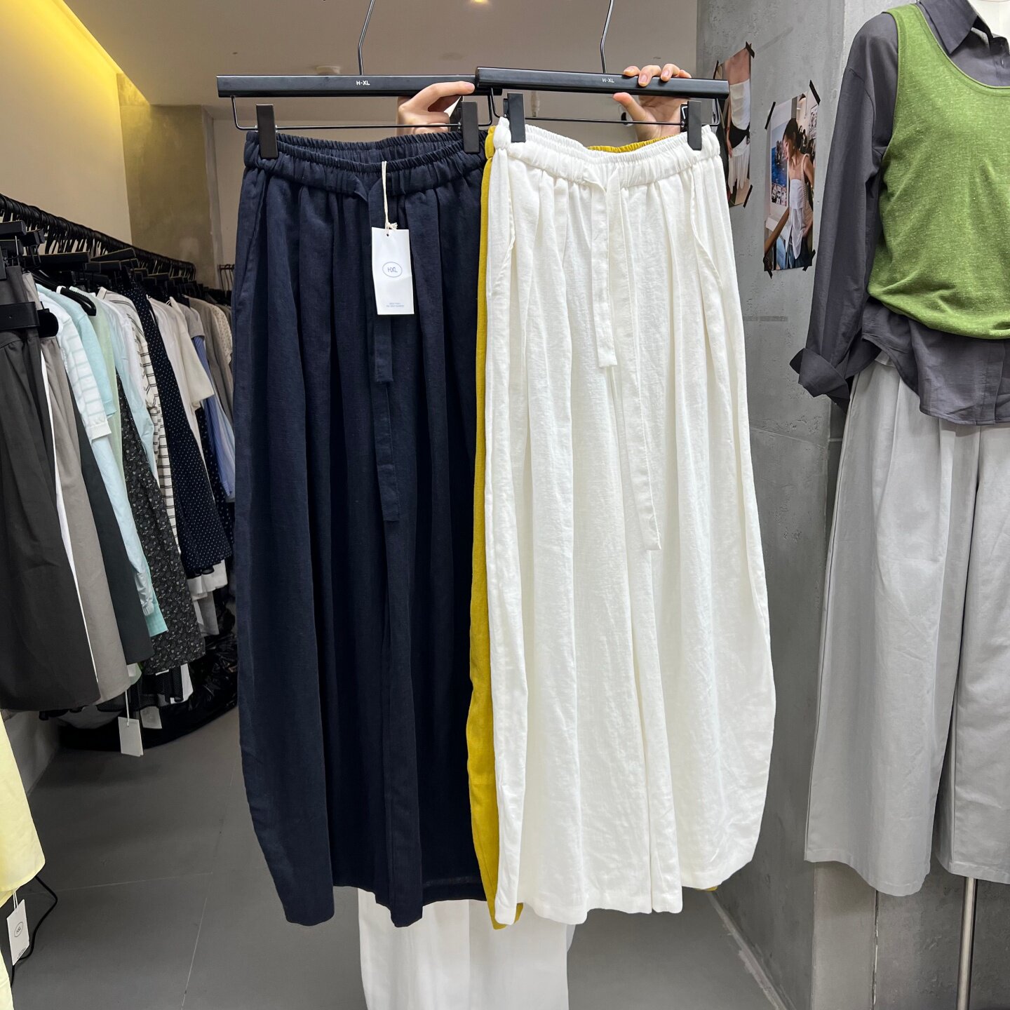 H-XL65108麻料气球裤长裤女休闲裤