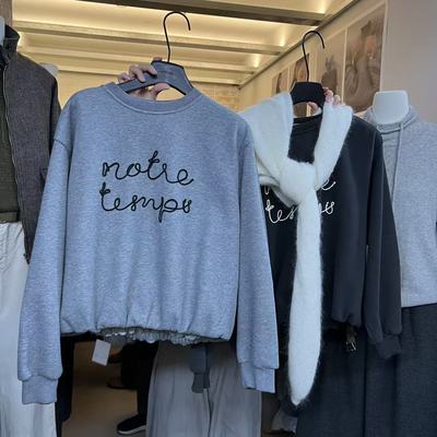 WEARELAB2025秋冬新款韩版宽松百搭下摆抽绳立体字母休闲卫衣2037