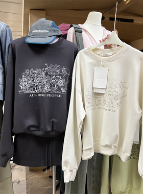 HelloSeptember2024春季新款圆领宽松百搭印花卫衣女休闲上衣6171