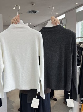 XHM2025秋冬新款简约气质小立领修身显瘦磨毛加厚T恤打底衫11137