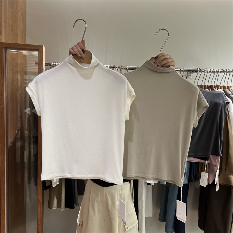 气质高领修身型T恤女打底衫上衣