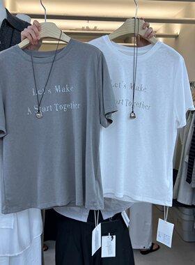 WEARELAB31103韩系简约休闲印花字母t恤女短袖上衣