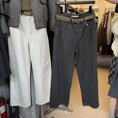 WEARELAB2025秋冬新款高腰宽松百搭显瘦抓绒直筒裤休闲裤长裤2016