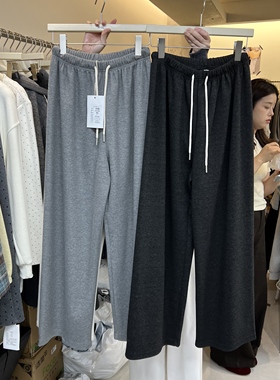 HXL2025秋季新款韩版宽松百搭系带小个子松紧腰直筒裤糯米裤63196