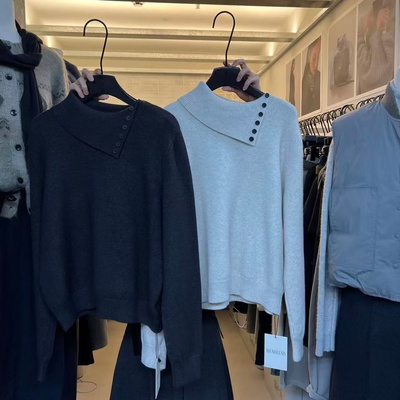 WEARELAB2025秋冬新款通勤气质小众设计感翻领毛衣套头女上衣2380