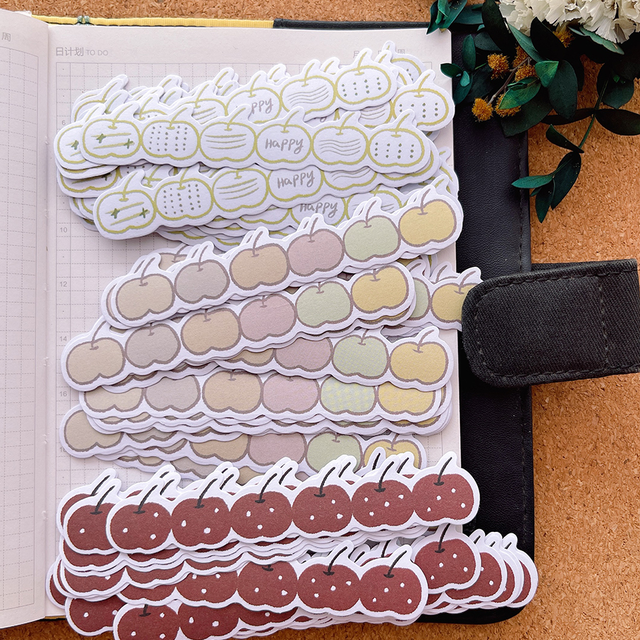 可爱苹果长条可书写文本框书写对话框不晕墨成长相册独立手帐贴画