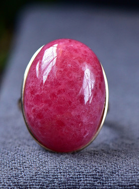 天然草莓晶金镶嵌女戒指饰品礼物