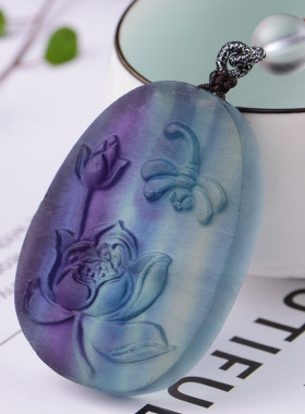 萤石吊坠天然男女雕刻件