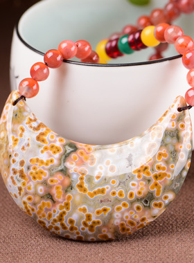 月牙款毛衣链锁骨链天然玛瑙男女