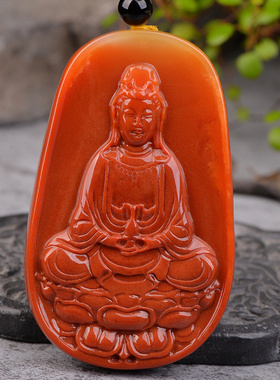 天然黄龙玉石雕刻件观音吊坠男女项链挂坠一物一图礼物附证书包邮