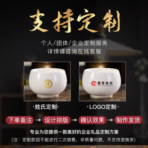素烧羊脂玉瓷十二生肖主人杯描金