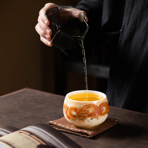 冰种玉瓷素烧主人杯对杯组合礼盒