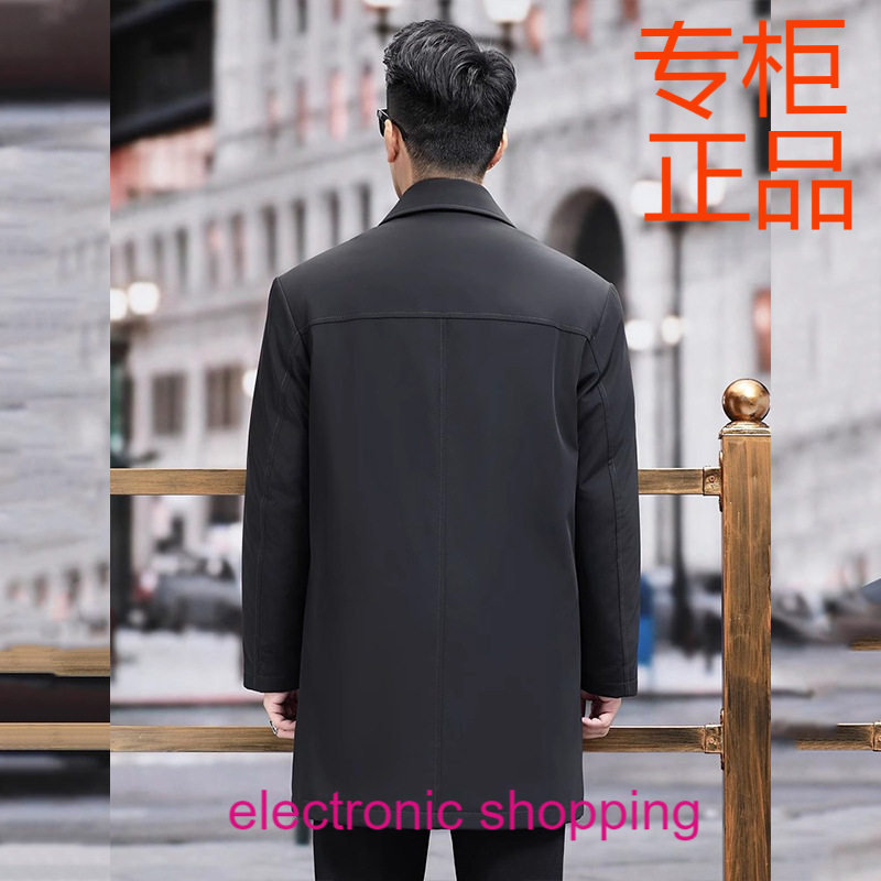 尼克服男士水貂内胆中长款翻领派克服貂皮大衣皮草中老年爸爸外套
