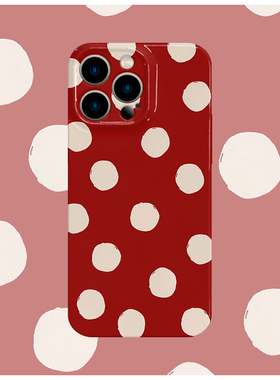 红白波点新年菲林手机壳亮面适用苹果16promaxiphoneOPPORENO10PROFINDX5PRO荣耀MAGIC4PROVIVOX200IQOONEO6