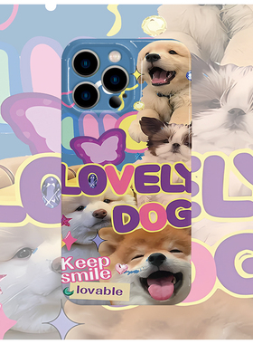 蓝色底欢乐狗菲林手机壳亮面适用苹果16promaxiphoneOPPORENO10PROFINDX5PRO荣耀MAGIC4PROVIVOX200IQOONEO6