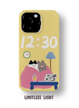 熬夜喵手机壳菲林硬壳可爱浅黄色简约适用于苹果12iphone14pro小米13荣耀80VIVOX80硬壳保护套ins风红米K50女