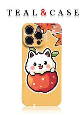 枫叶苹果小狗原创图案手机壳适用苹果16promaxiphoneOPPORENO10PROFINDX5PRO荣耀MAGIC4PROVIVOX200IQOONEO6