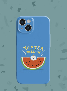 韩系可爱浅蓝色西瓜喵手机壳适用苹果16promaxiphoneOPPORENO10PROFINDX5PRO荣耀MAGIC4PROVIVOX200IQOONEO6