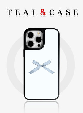 【TEAL】浅蓝色底奶油风蝴蝶结手机壳千禧风巴洛克复古格纹条纹适用于苹果12iphone16promax15plus13proins风