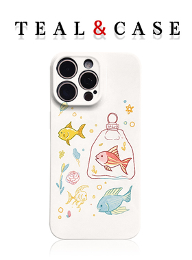 蜡笔金鱼袋原创图案手机壳适用苹果16promaxiphoneOPPORENO10PROFINDX5PRO荣耀MAGIC4PROVIVOX200IQOONEO6