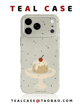 ins奶油风樱桃布丁软壳原创手机壳适用苹果17promaxiphoneOPPORENO10PROFINDX5PRO荣耀MAGIC4VIVOX200reno16