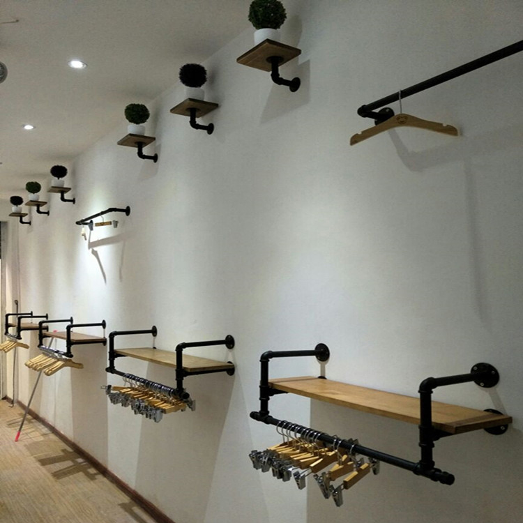 壁挂式带木板服装展示架组合