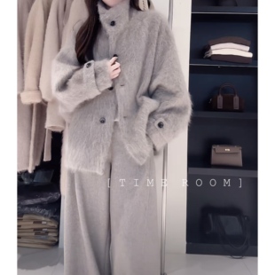 新款 TIME 2025冬季 松间茶事 羊毛拉毛立领大衣 ROOM